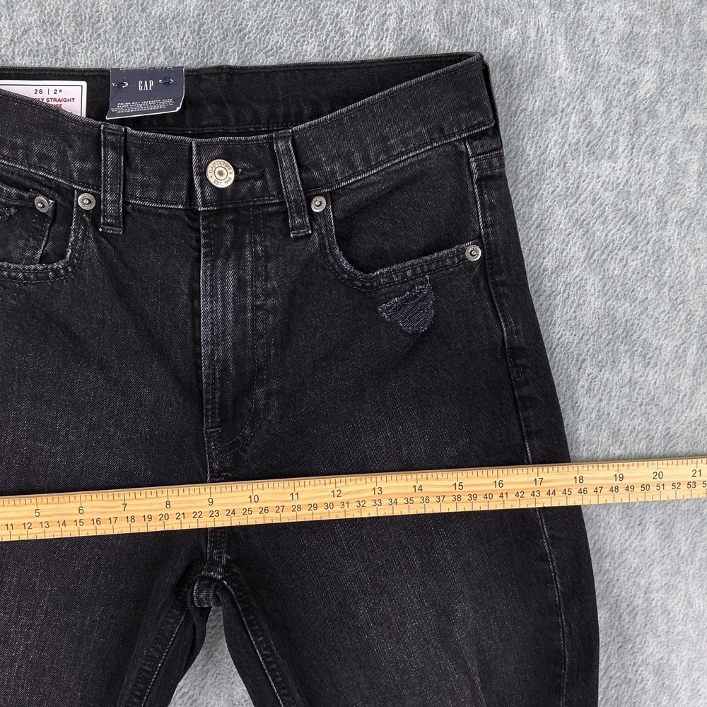 GAP Jeans Women 2/26 (ACTUAL 26x26.5) Black Cheeky Straight High Rise NWT - Picture 13 of 16